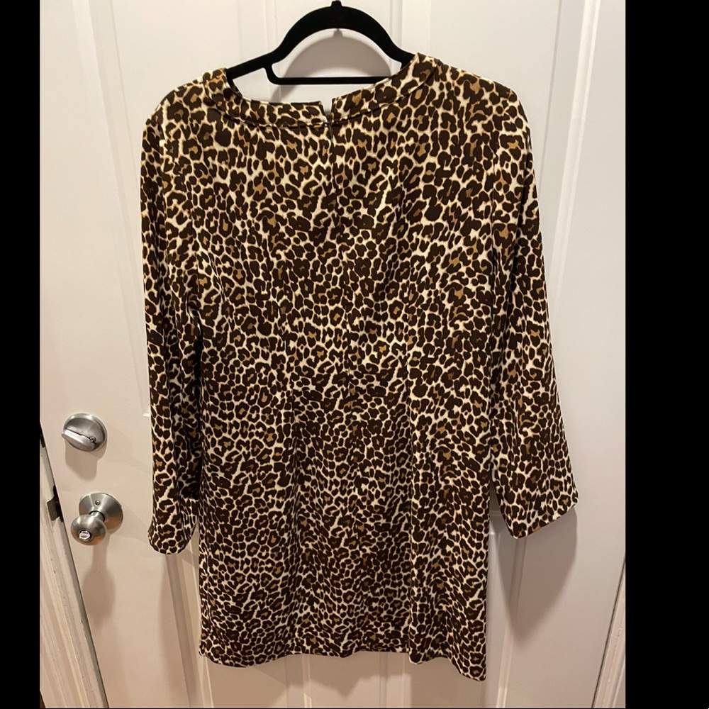 J Crew Leopard Print 3/4 Length Sleeve Shift Dress - Size 6